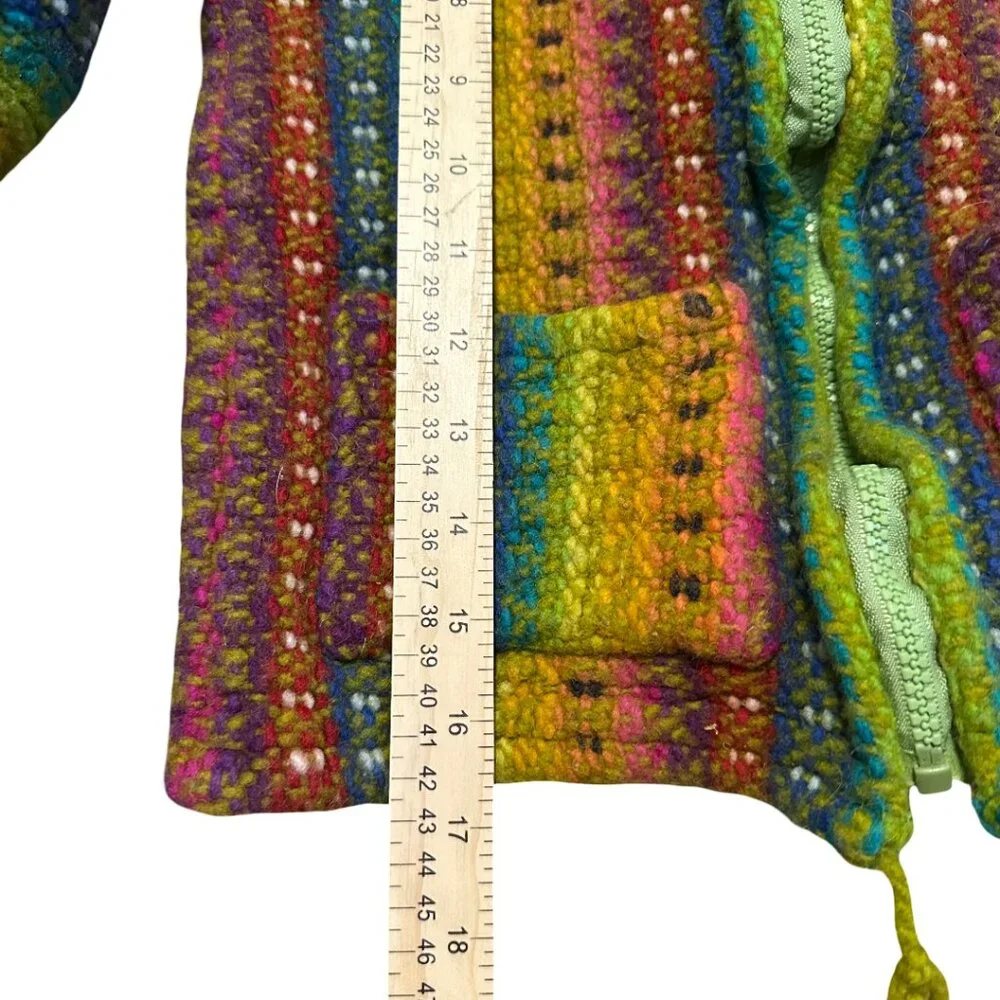 Rainbow 70s Crochet Jacket with Zipper and Two Pockets OS